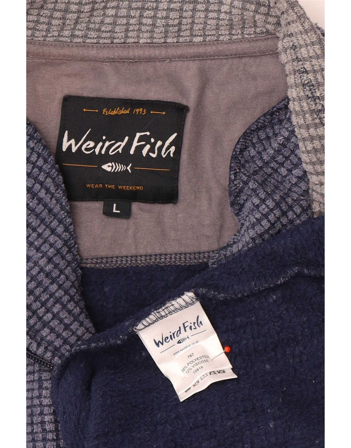 Pulover pentru bărbați Weird Fish, cu fermoar, cu gât, poliester mare, albastru
