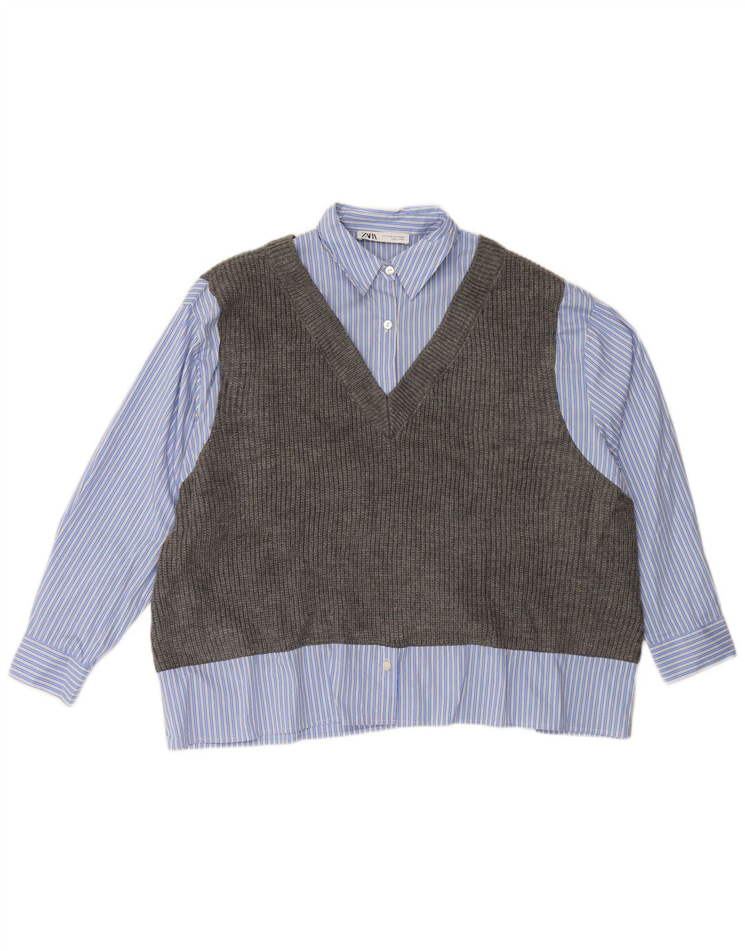 Cămașă vestă supradimensionată pentru femei ZARA UK 6 XS cu dungi albastre