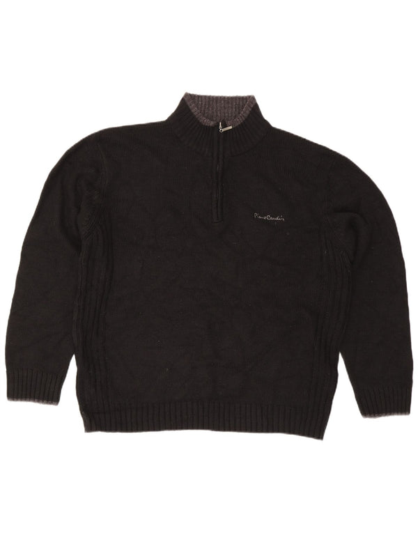 Pulover pentru bărbați Pierre Cardin, cu fermoar și gât, XL, acrilic negru