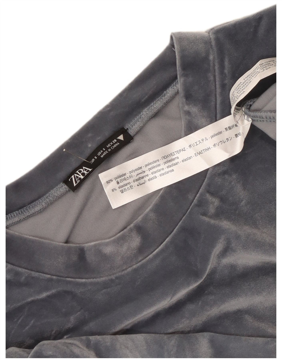 Pulover oversize din Velour Crop Zara pentru femei UK 10 Mic Gri