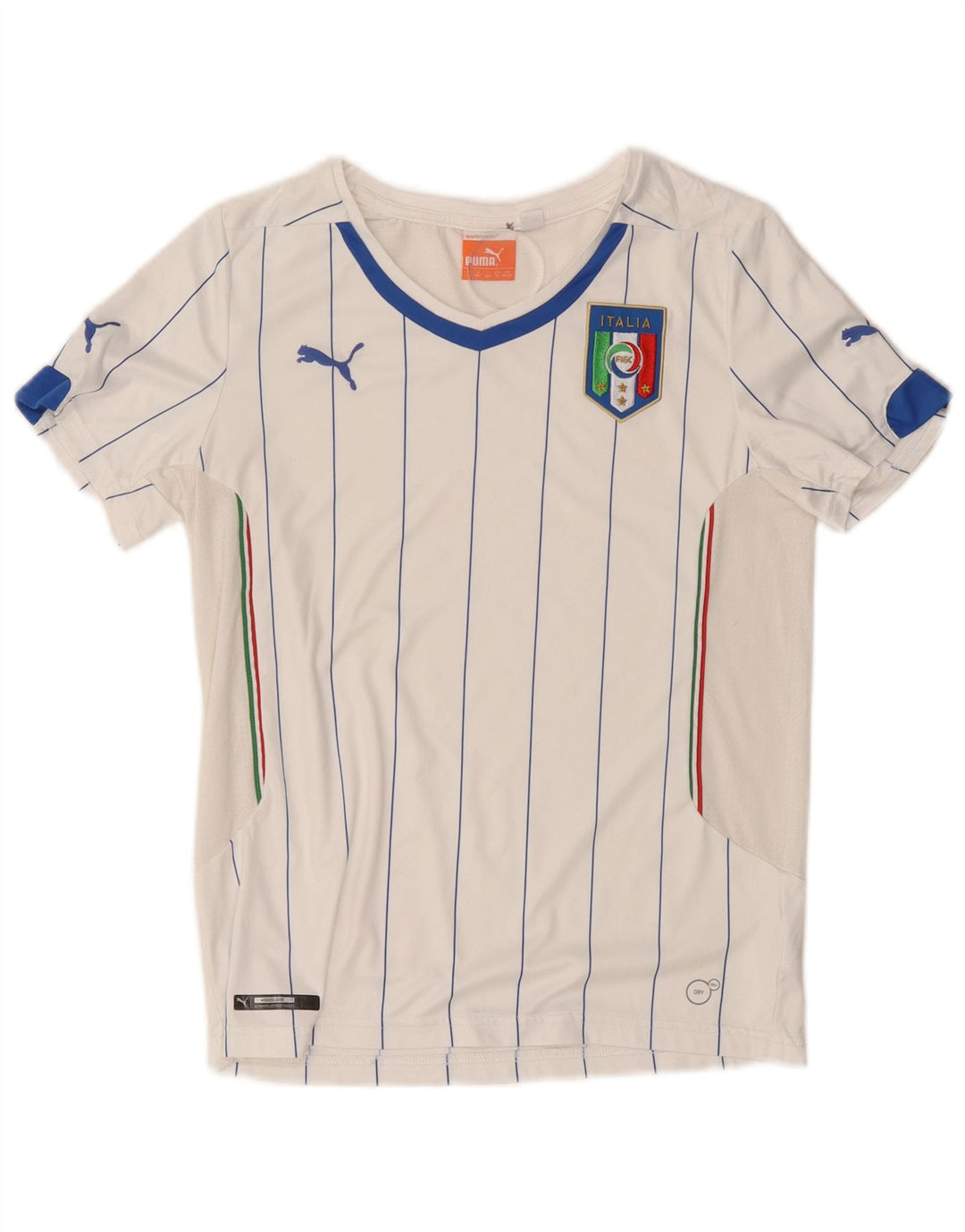 Tricou PUMA pentru băieți Italia Top 11-12 ani Poliester cu dungi albe