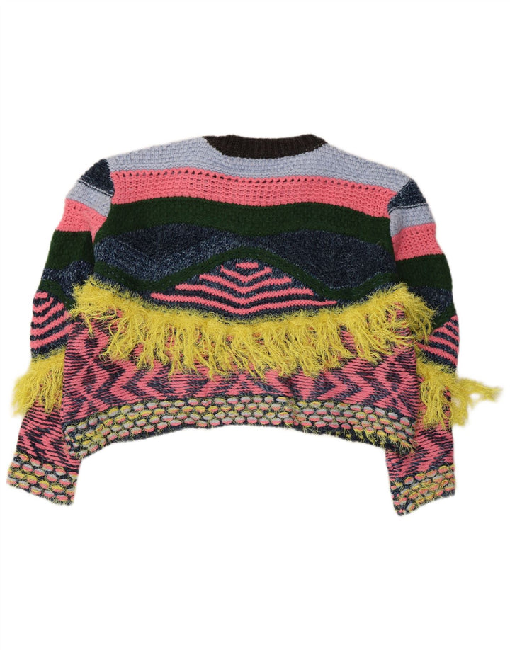 Pulover de damă ZARA supradimensionat cu gât crew pulover UK 10 mic multicolor