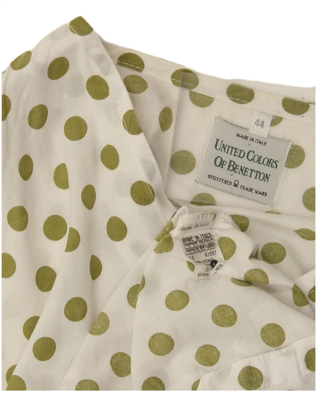 Bluză cămașă cu mânecă scurtă pentru femei Benetton IT 44 Medium White Polka Dot