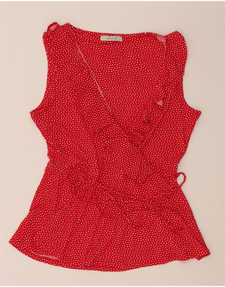 OASIS Womens Wrap Blouse Top UK 12 Medium Red Spotted Polyester Vintage Oasis and Second-Hand Oasis from Messina Hembry 