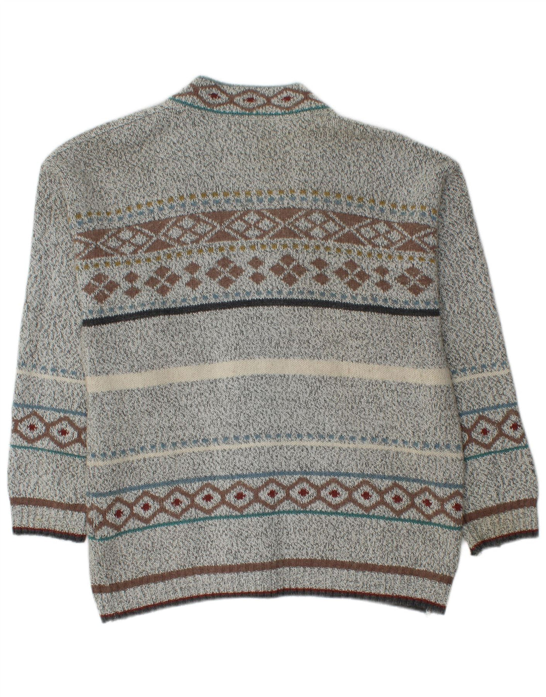 Pulover cardigan pentru bărbați VINTAGE Gri mediu Fair Isle