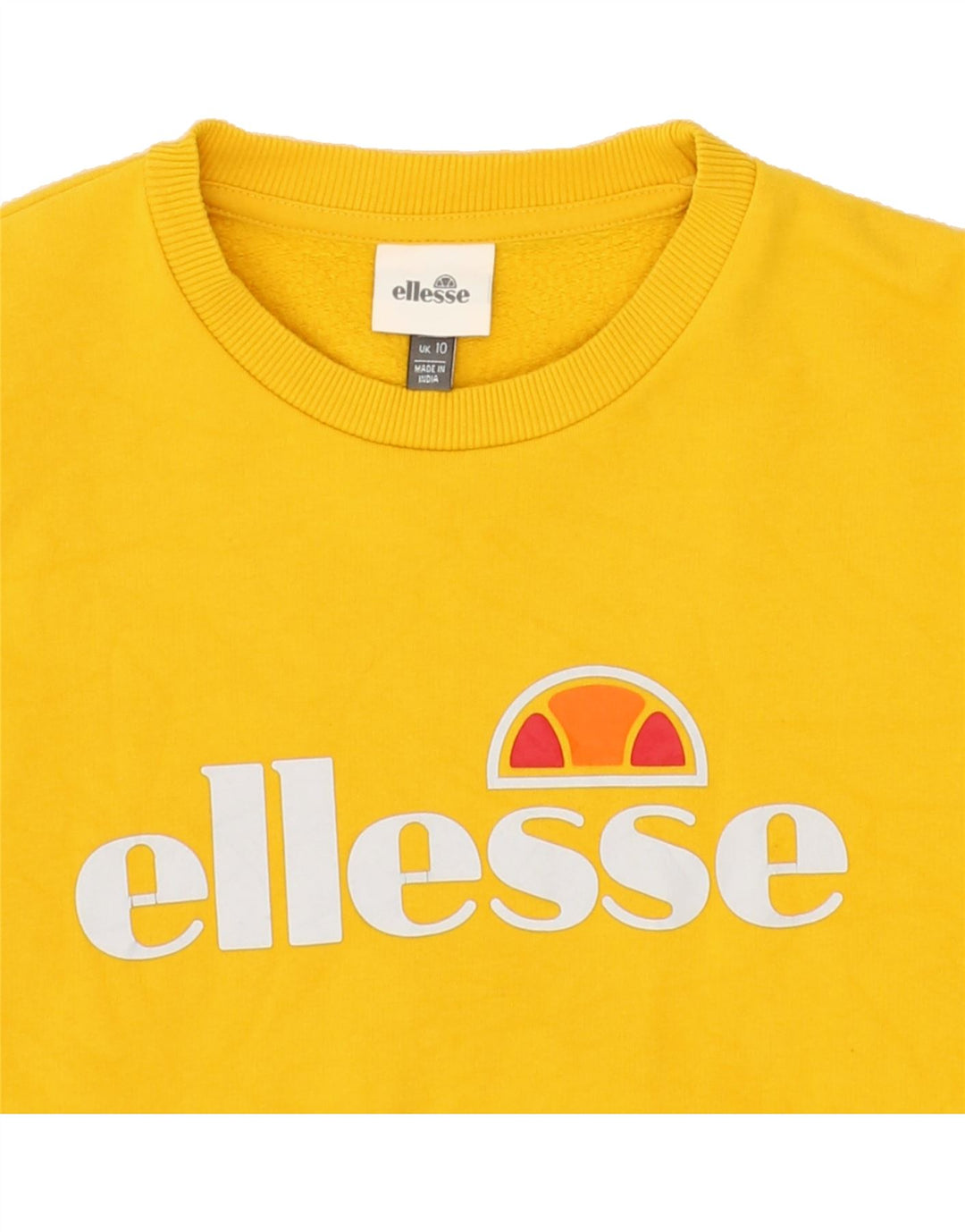ELLESSE Womens Oversized Graphic Sweatshirt Jumper UK 10 Small Yellow Vintage Ellesse and Second-Hand Ellesse from Messina Hembry 