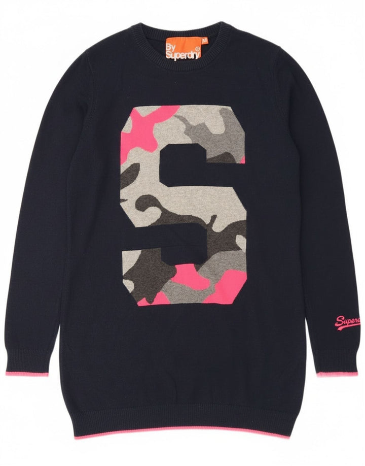 Pulover Superdry pentru damă, cu paragate, cu gât crew, UK 12 Medium Bleumarin