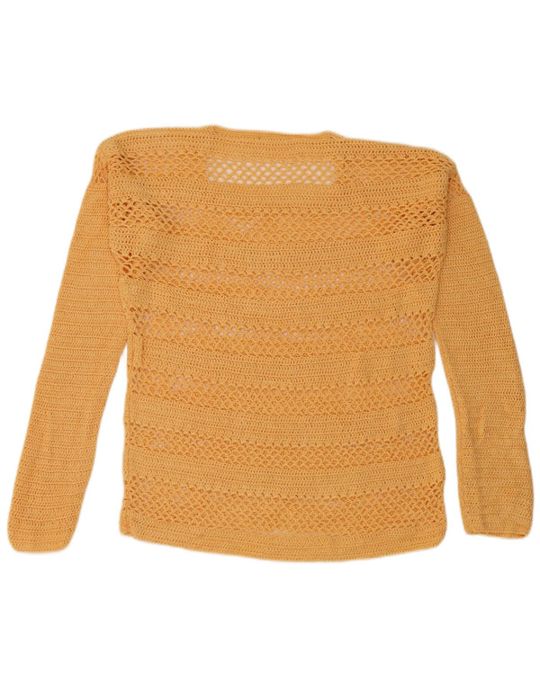 Bluză din croșetat vintage pentru femei UK 14 Large Yellow