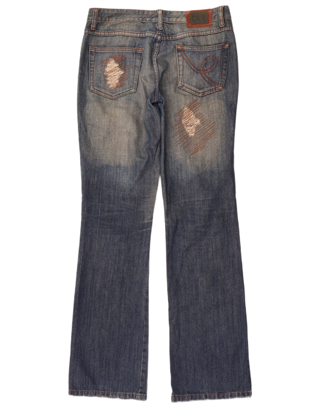 Elisa Landri Blugi Bootcut Distressed Femei IT 44 Medium W30 L35 Albastru