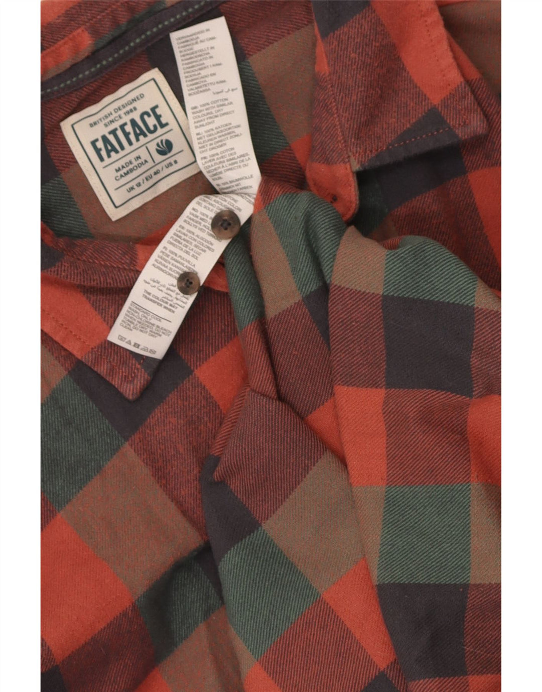 Cămașă de flanel pentru femei Fat Face UK 12 Medium, multicolor, bumbac Gingham