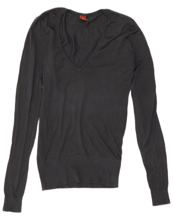Dondup Womens V-Neck Jumper Sweater UK 10 Small Black