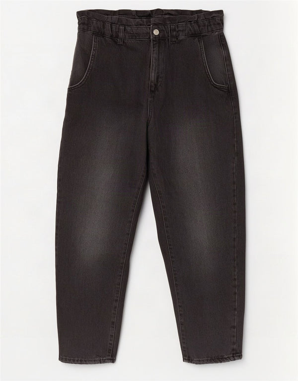 Blugi conici tăiați cu talie înaltă Zara pentru femei EU 36 XS L26 L24 Bumbac negru