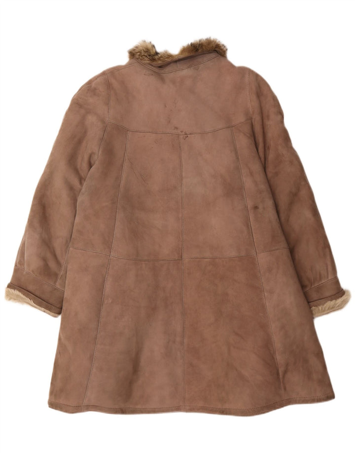 Palton vintage pentru femei din shearling UK 18 XL maro