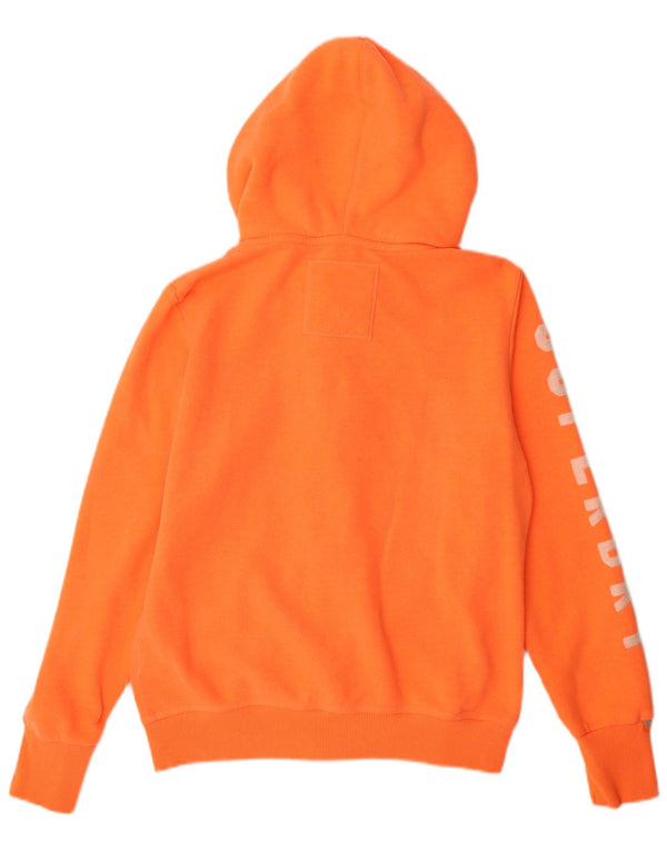 SUPERDRY Pulover cu capota cu fermoar grafic pentru femei UK 18 XL bumbac portocaliu