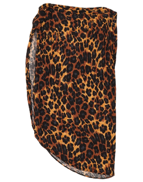 Fusta Asimetrică Femei Zara Medium W28 Maro Viscoză Animal Print