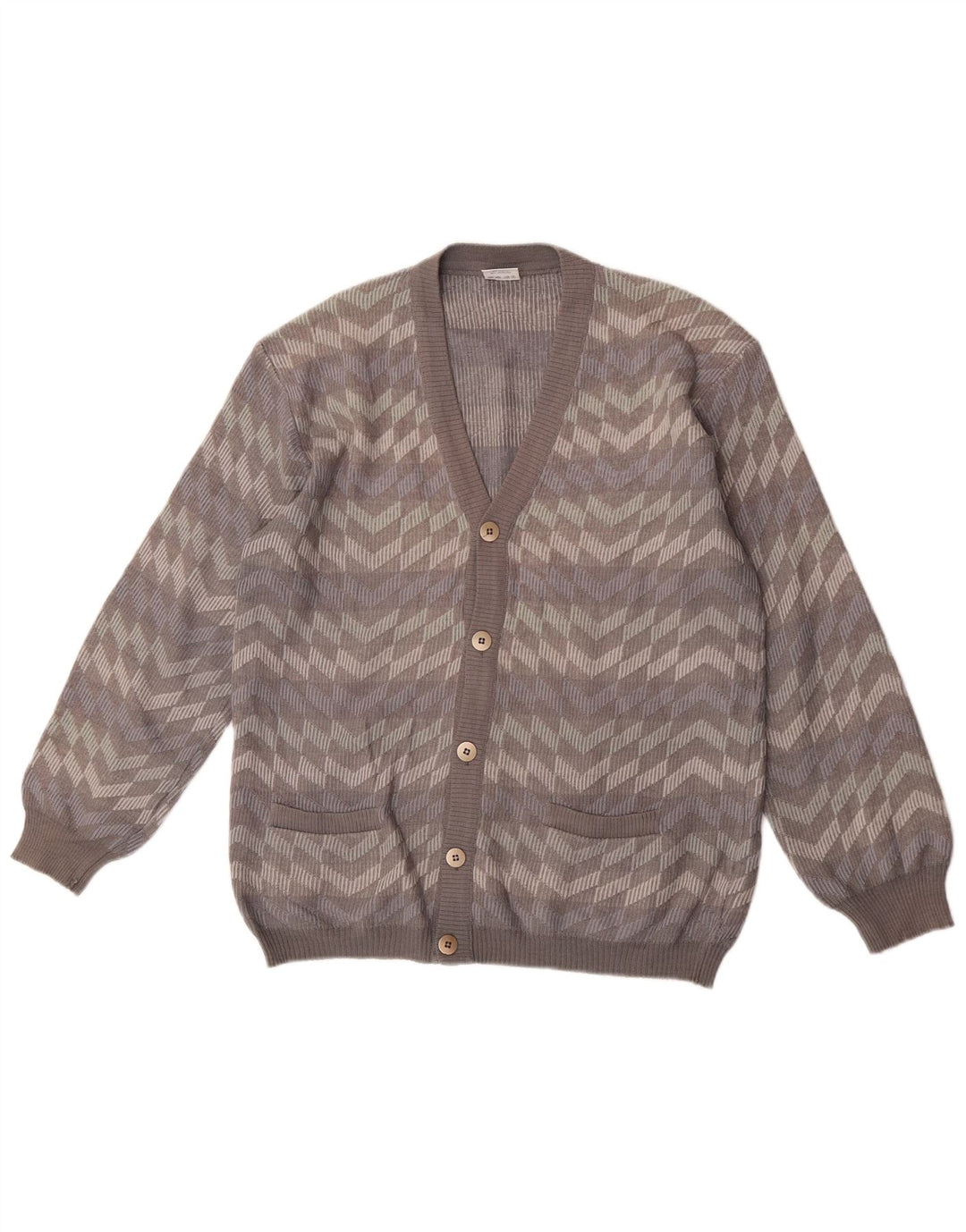 Pulover Cardigan Bernardini pentru bărbați, lână cu dungi gri mediu