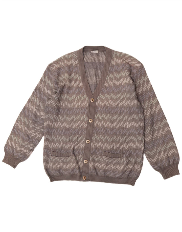 Pulover Cardigan Bernardini pentru bărbați, lână cu dungi gri mediu