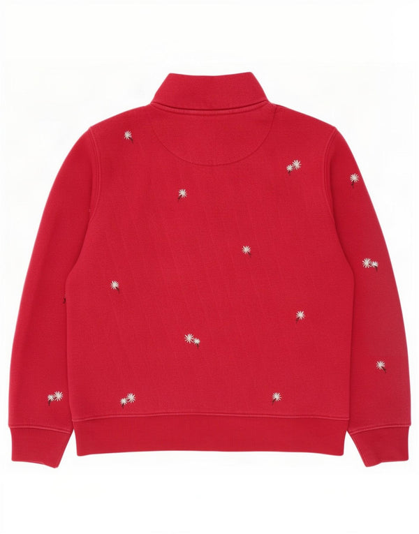 Crew Clothing Hanorac pentru femei cu fermoar și gât Pulover UK 12 Roz mediu Floral