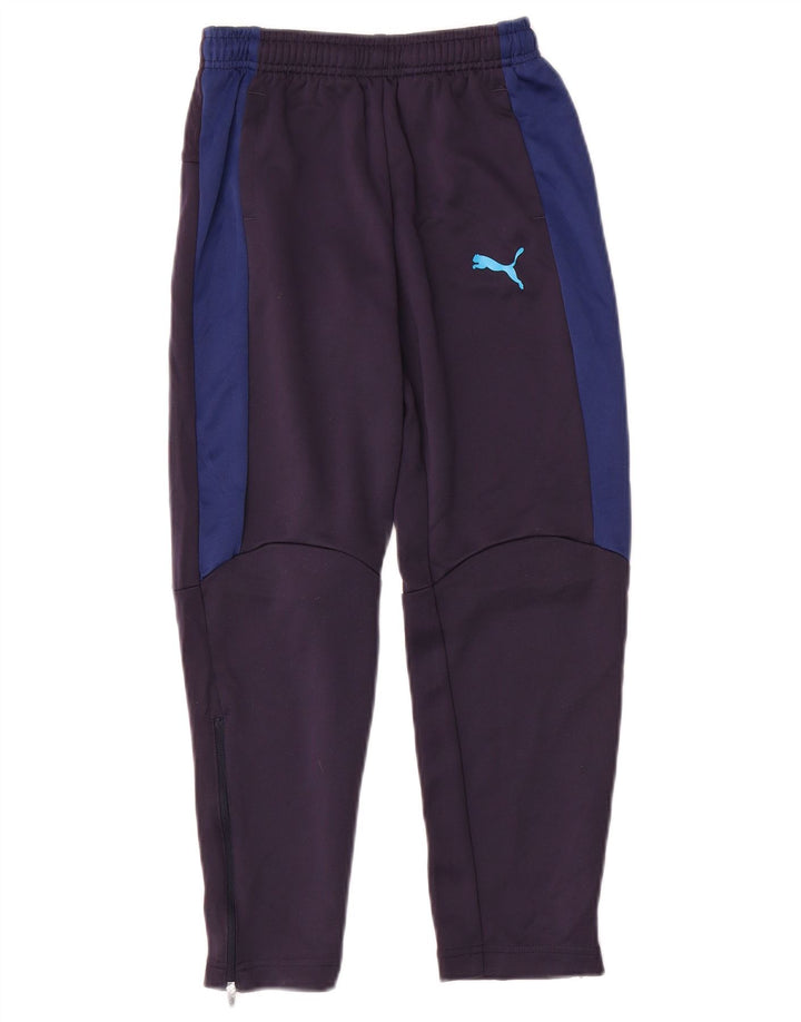 Pantaloni de trening PUMA pentru băieți 9-10 ani, albastru bleumarin, poliester color bloc