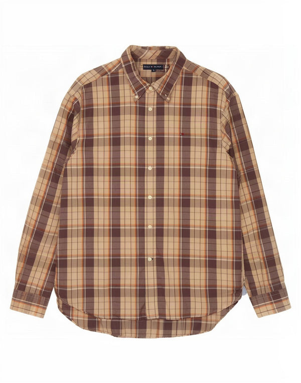 Cămașă pentru bărbați Tommy Hilfiger XL, bej, din bumbac cu carouri