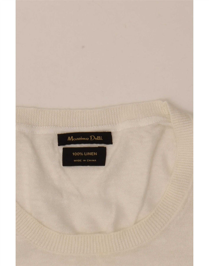 Pulover Massimo Dutti pentru damă, cu gât roșu, cu dungi mari, alb, UK 16