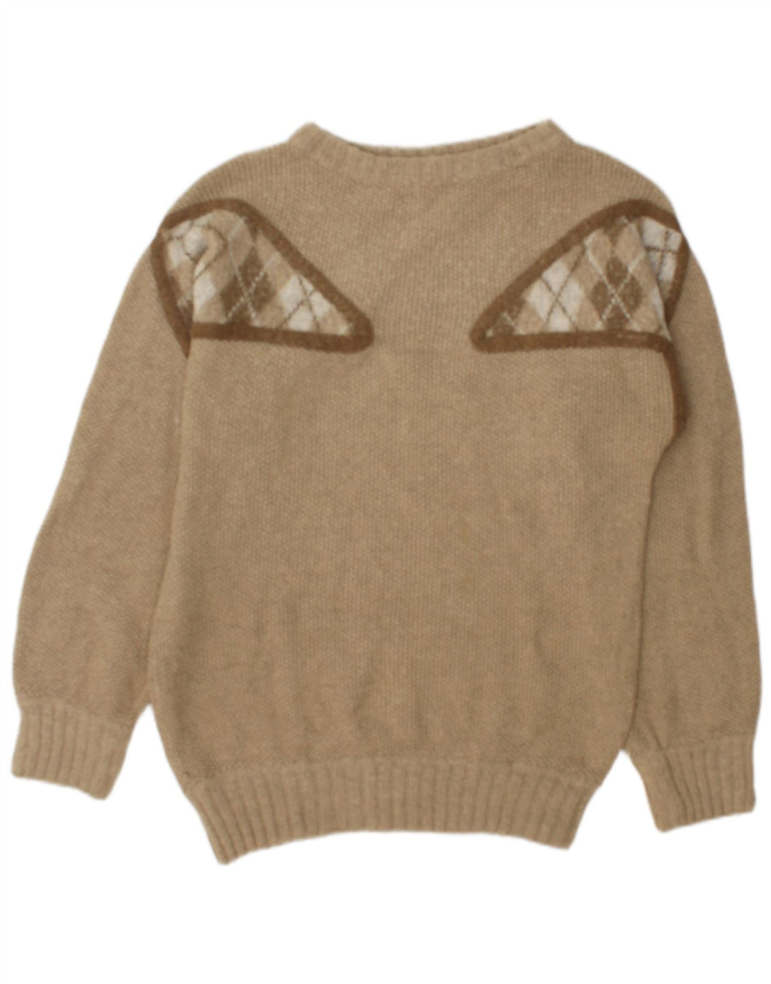 Pulover vintage pentru bărbați, cu gât de barcă, verde mediu geometric