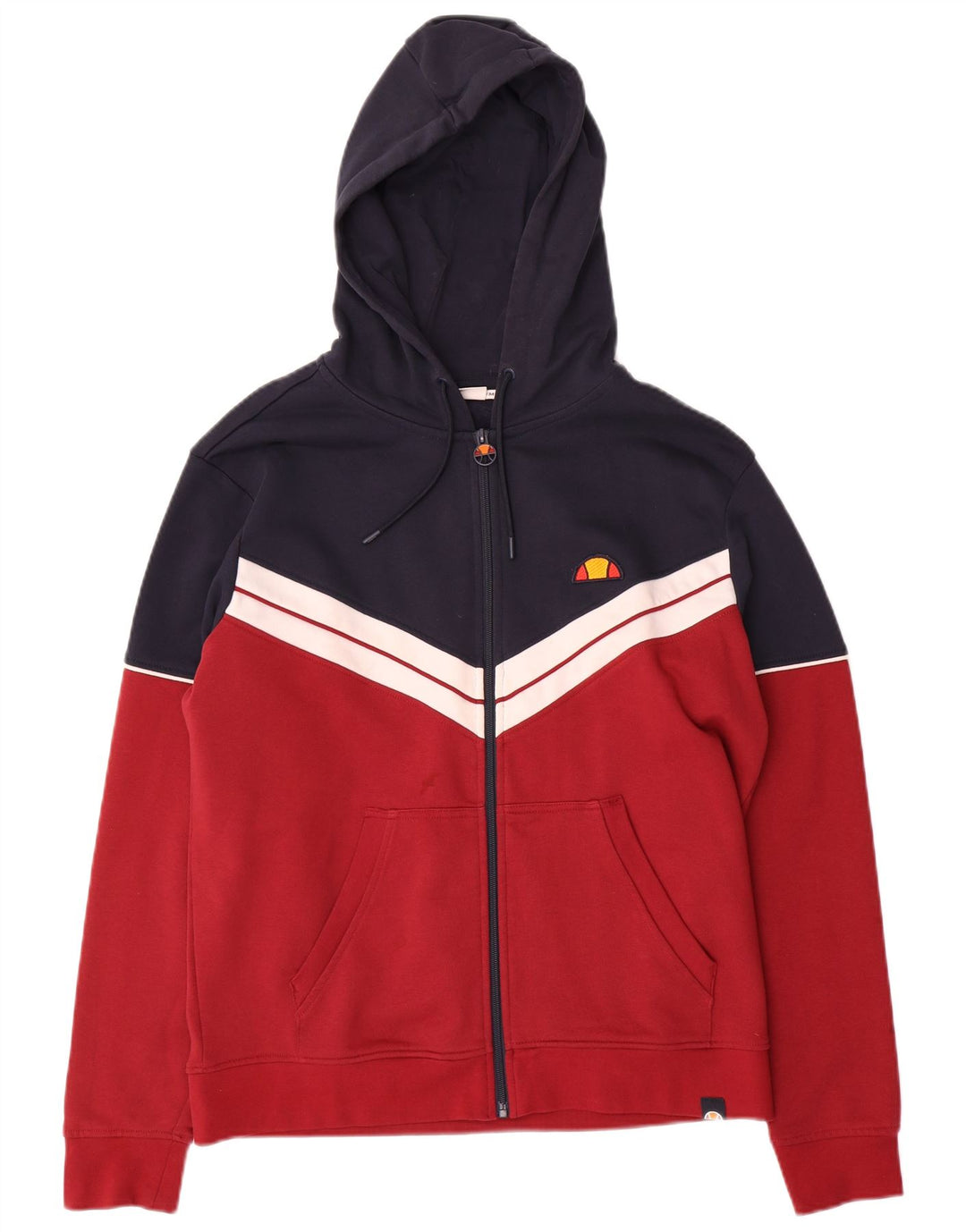Pulover cu glugă cu fermoar pentru bărbați ELLESSE, bumbac color bloc, roșu mediu