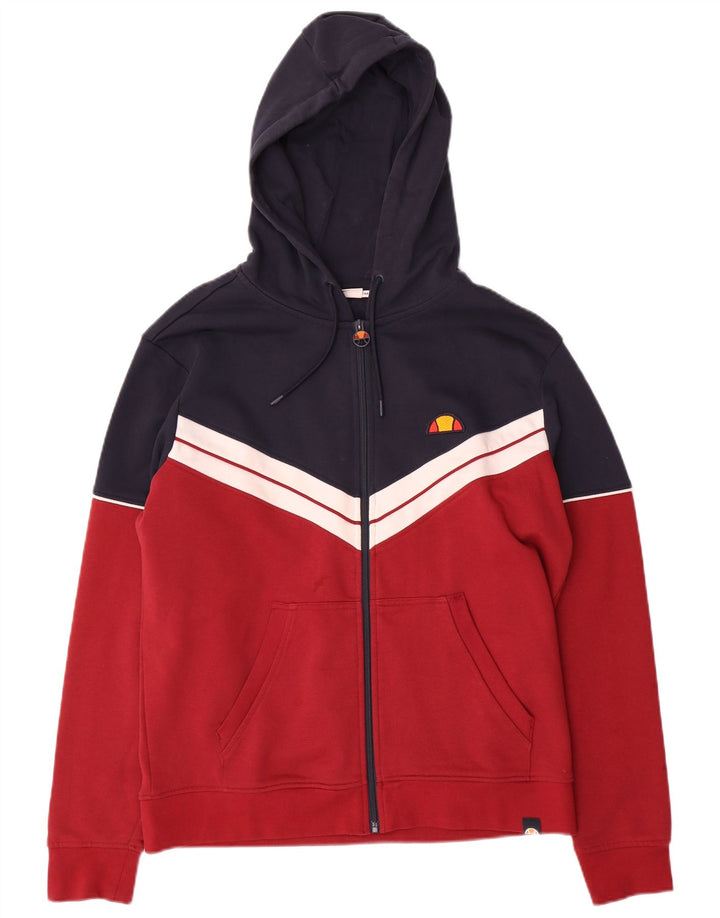 Pulover cu glugă cu fermoar pentru bărbați ELLESSE, bumbac color bloc, roșu mediu