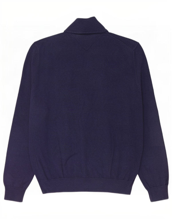 Pulover pentru femei Tommy Hilfiger, cu fermoar, cu gât, UK 16, mare, albastru, bumbac
