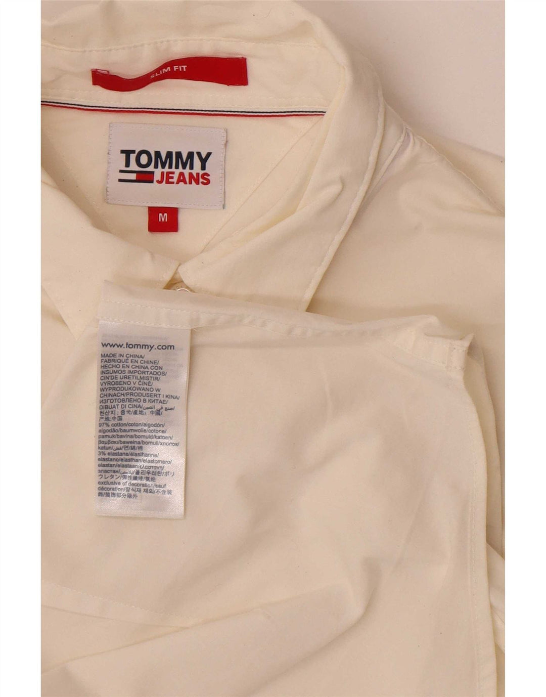 Cămașă Slim Fit Tommy Hilfiger pentru bărbați din bumbac alb mediu