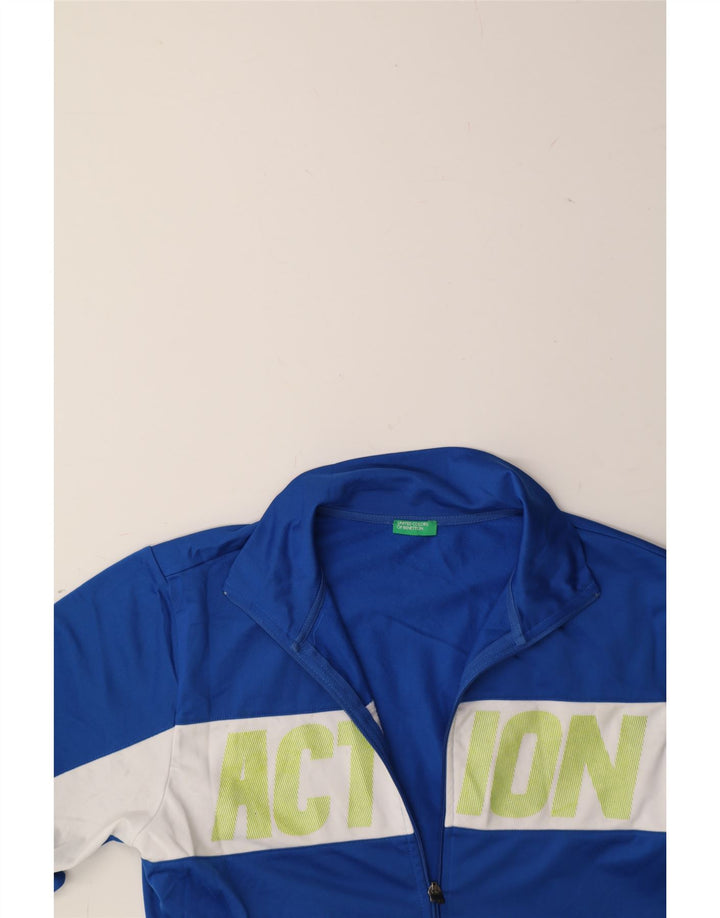 BENETTON Boys Graphic Tracksuit Top Jacket 13-14 Years Blue Colourblock Vintage Benetton and Second-Hand Benetton from Messina Hembry 