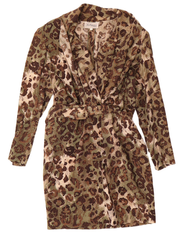 Rochie teacă cu mânecă lungă pentru femei Les Copains UK 14 mare Kaki Animal Print