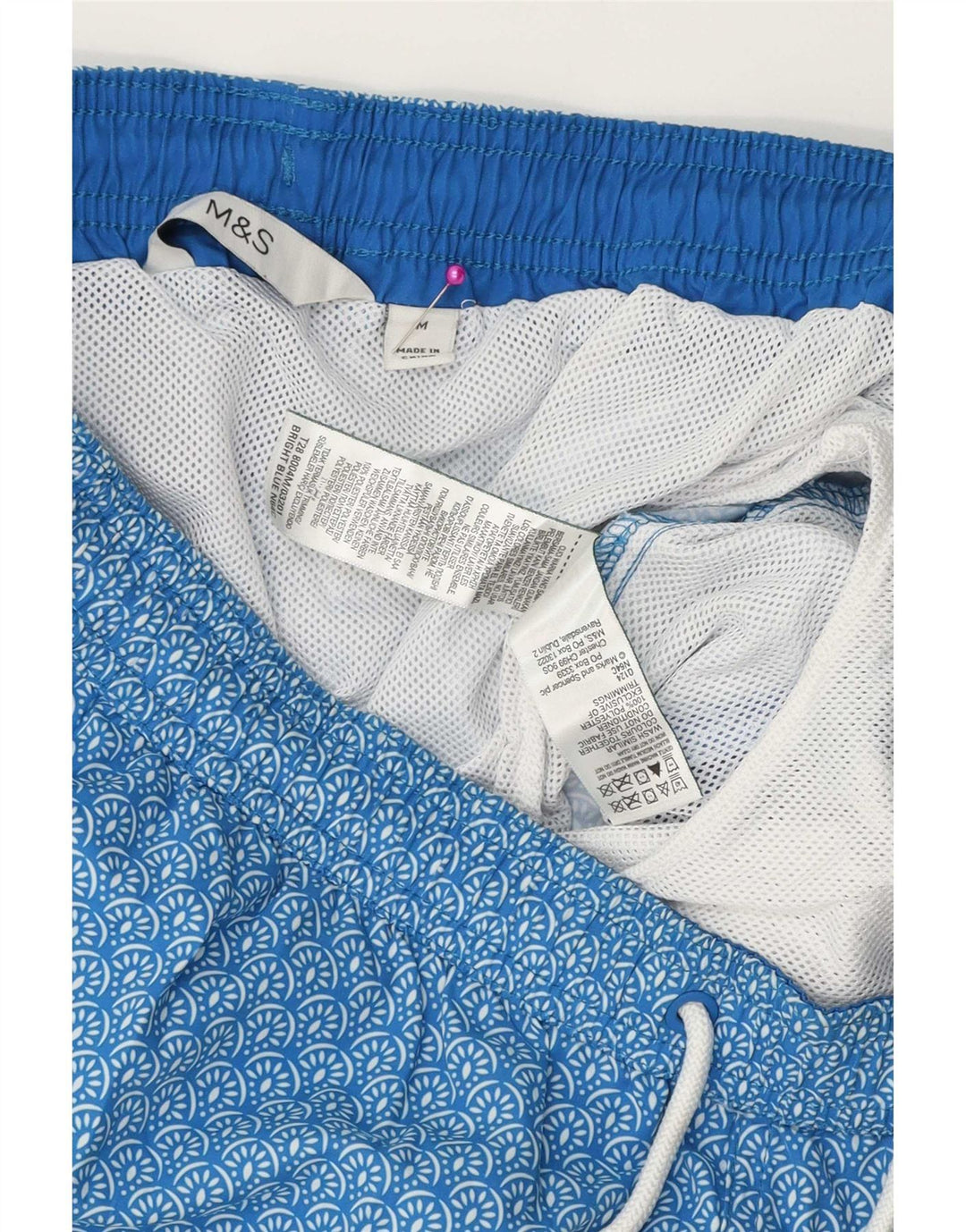 Pantaloni scurți de înot pentru bărbați Marks & Spencer, poliester floral, albastru mediu