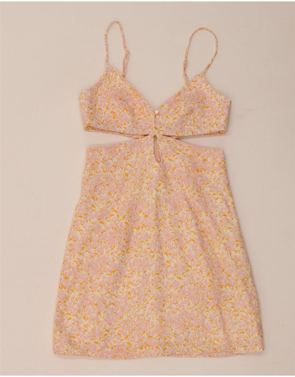 Rochie de soare pentru femei Zara UK 4 XS Pink Floral Linen