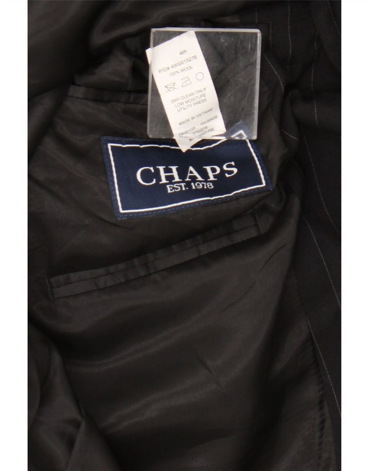 Jachetă Blazer pentru bărbați Chaps cu 3 nasturi UK 46 2XL Lână neagră cu dungi