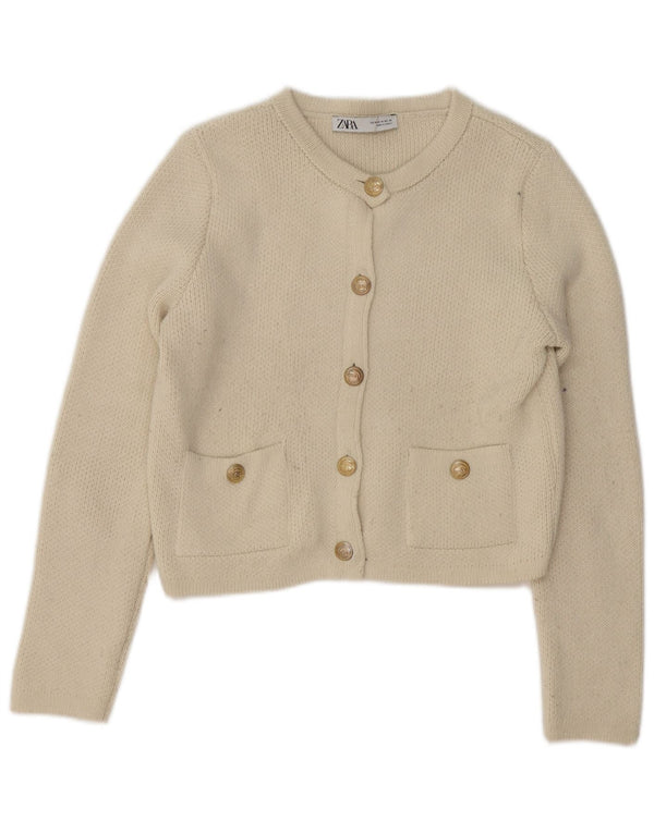 Pulover cardigan pentru femei Zara UK 14 Medium Off White