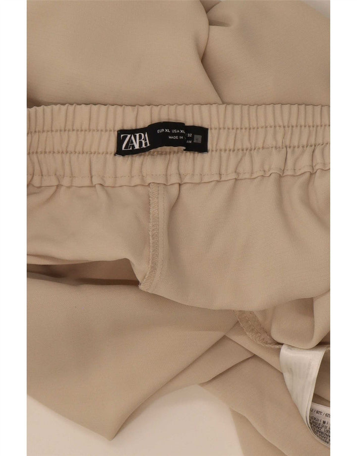 Pantaloni tăiați pentru femei Zara XL W34 L26 Bej Poliester