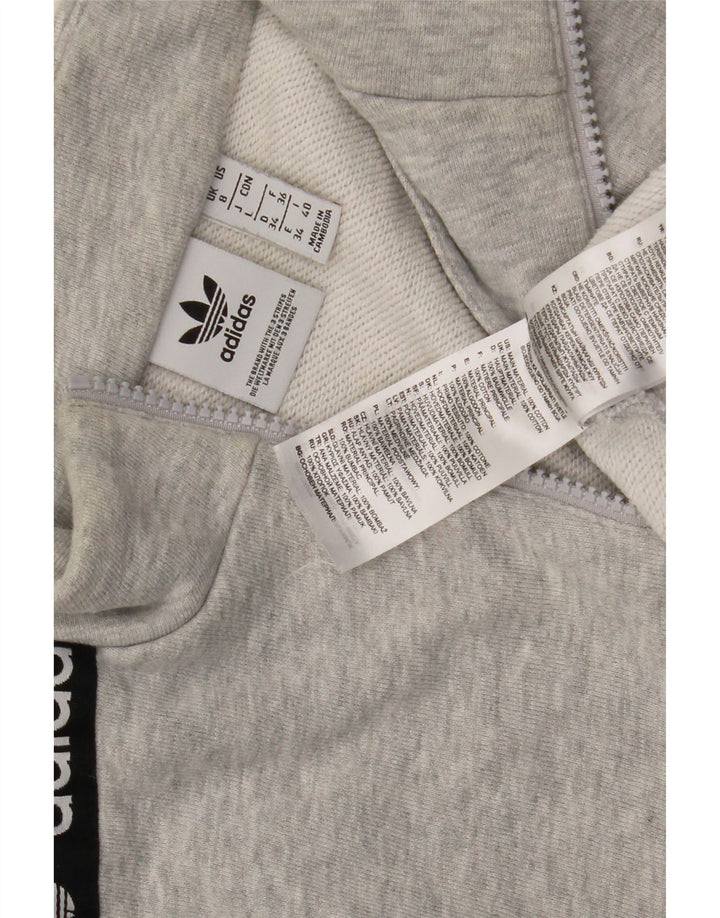 Pulover Adidas pentru femei, supradimensionat, cu grafic, cu fermoar, cu gât, UK 8, mic, gri