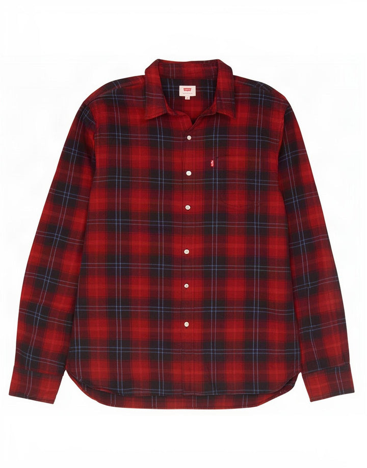 Cămașă de flanel pentru bărbați Levi's, bumbac cu carouri roșii medii