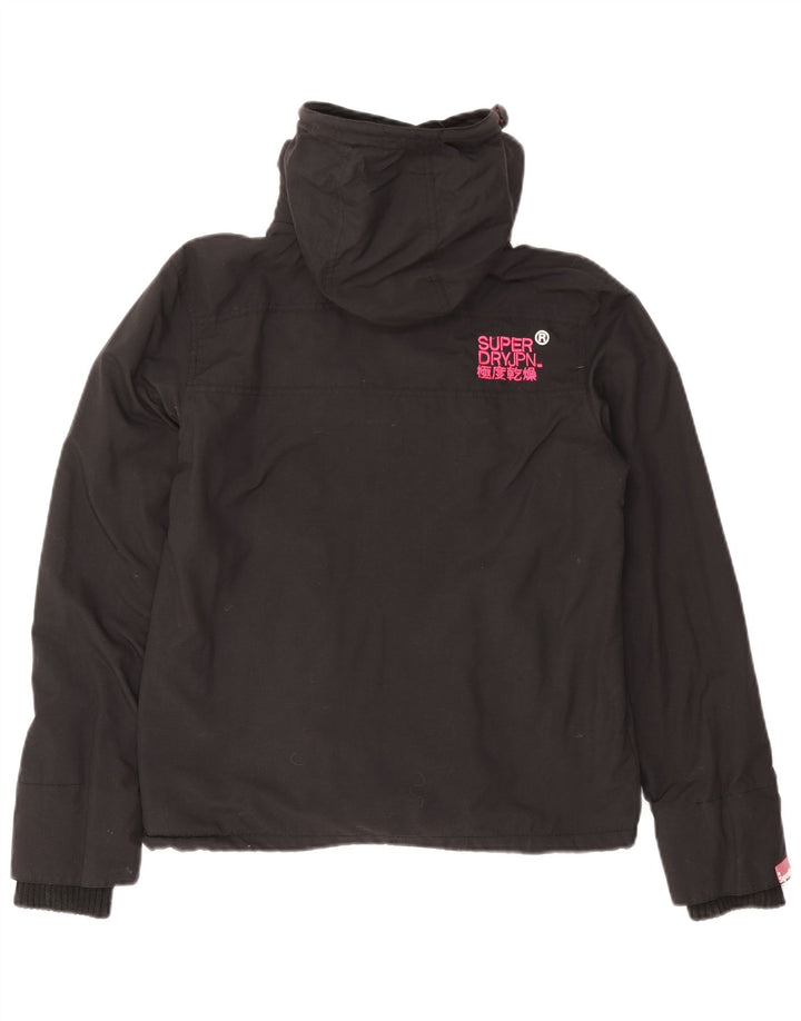 Jachetă Windbreaker cu glugă Superdry pentru femei UK 14 Medium Black Nylon