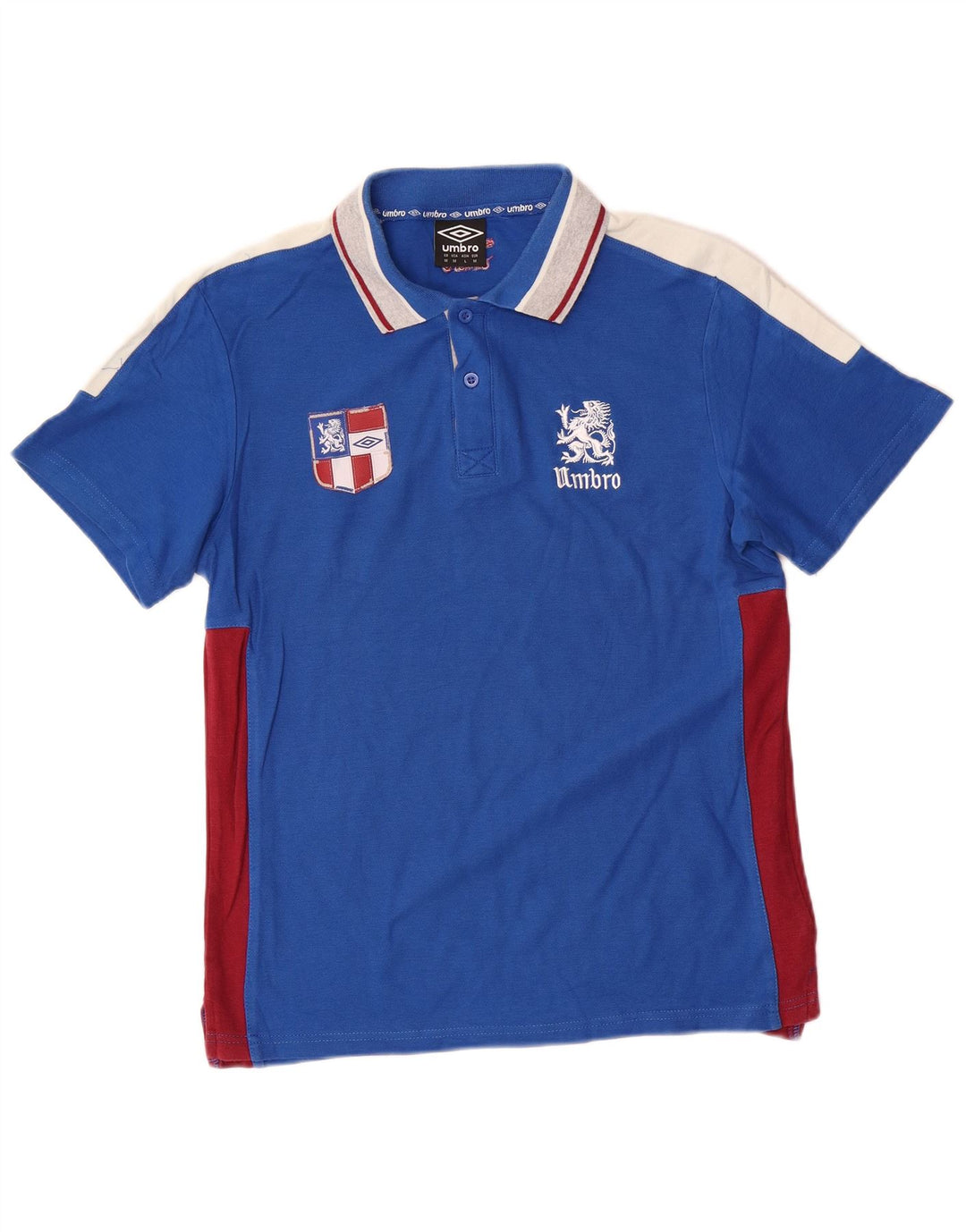 Tricou polo grafic Umbro pentru bărbați, albastru mediu, bloc de culoare