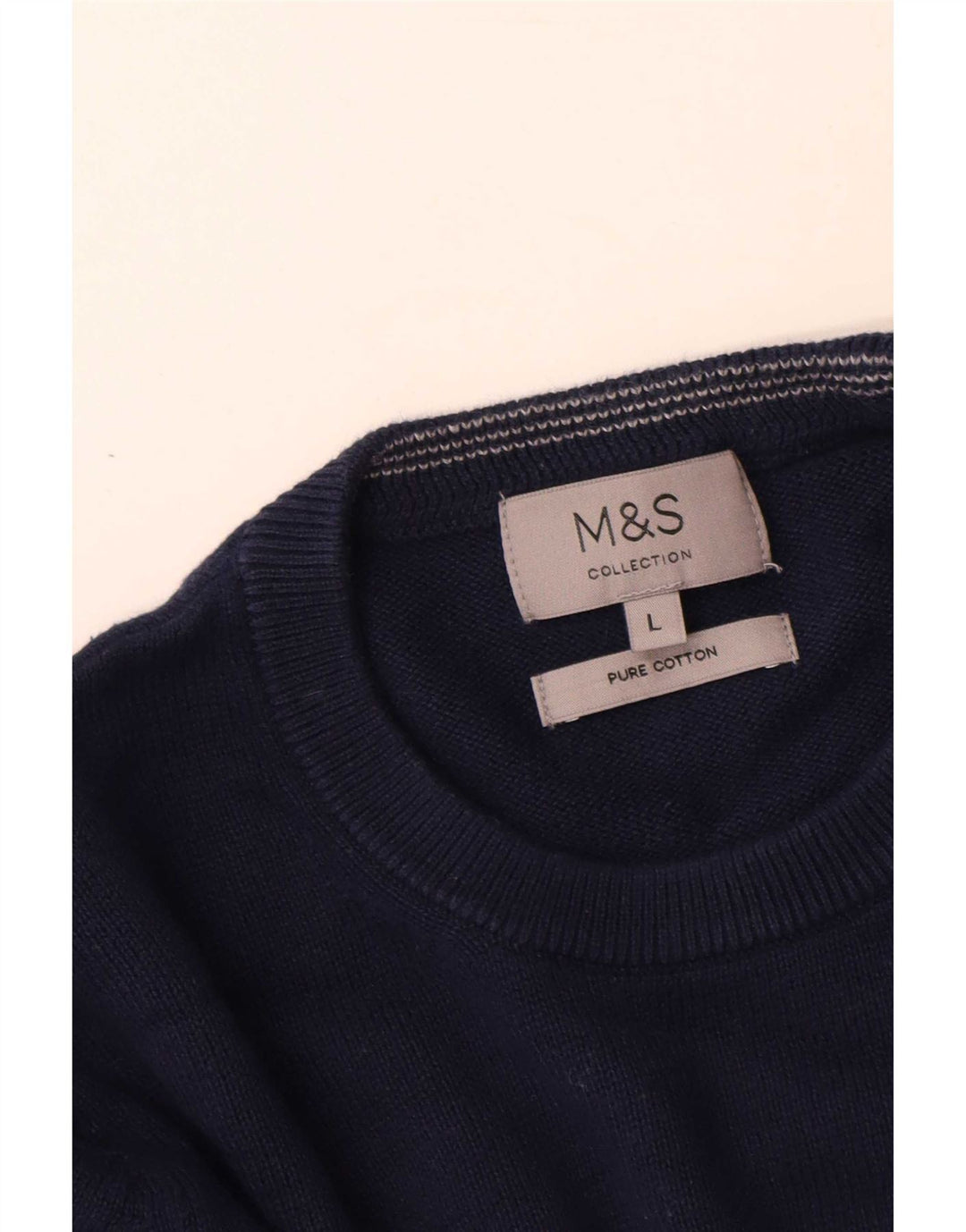 Pulover pentru bărbați Marks & Spencer cu gât roșu, mare din bumbac bleumarin