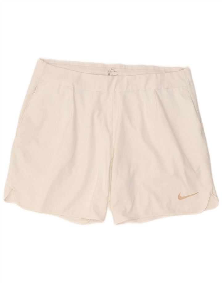 Pantaloni scurți sport Nike Dri Fit pentru femei UK 16, mari, alb, poliester