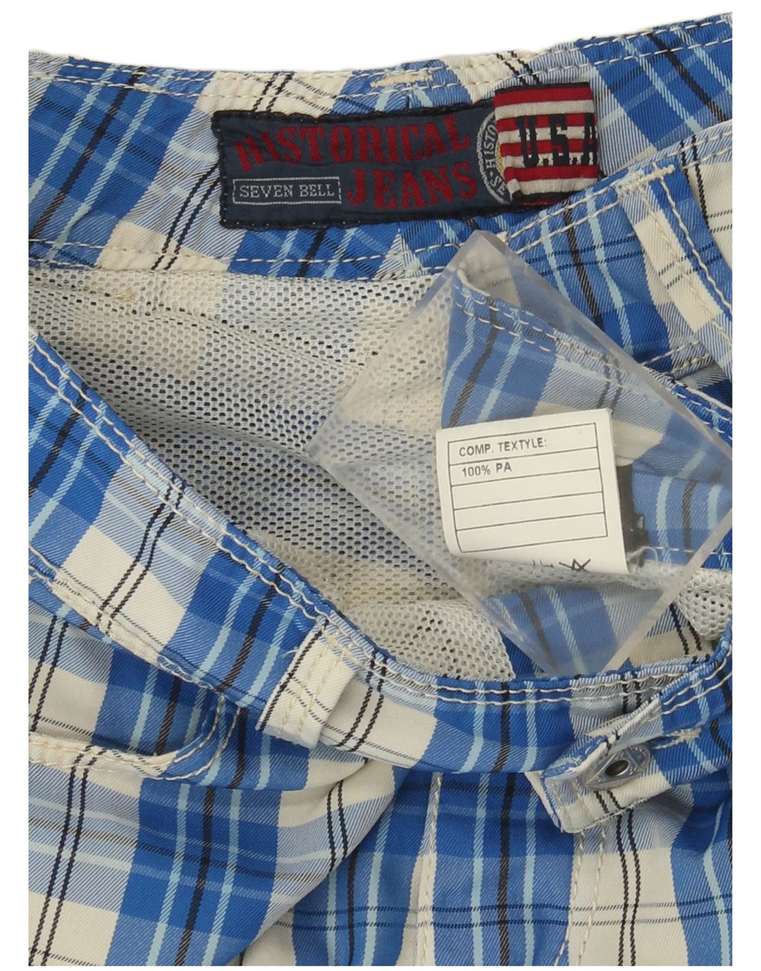 Pantaloni scurți casual Roy Rogers pentru femei IT 44 Medium W30 Poliamidă cu check albastru