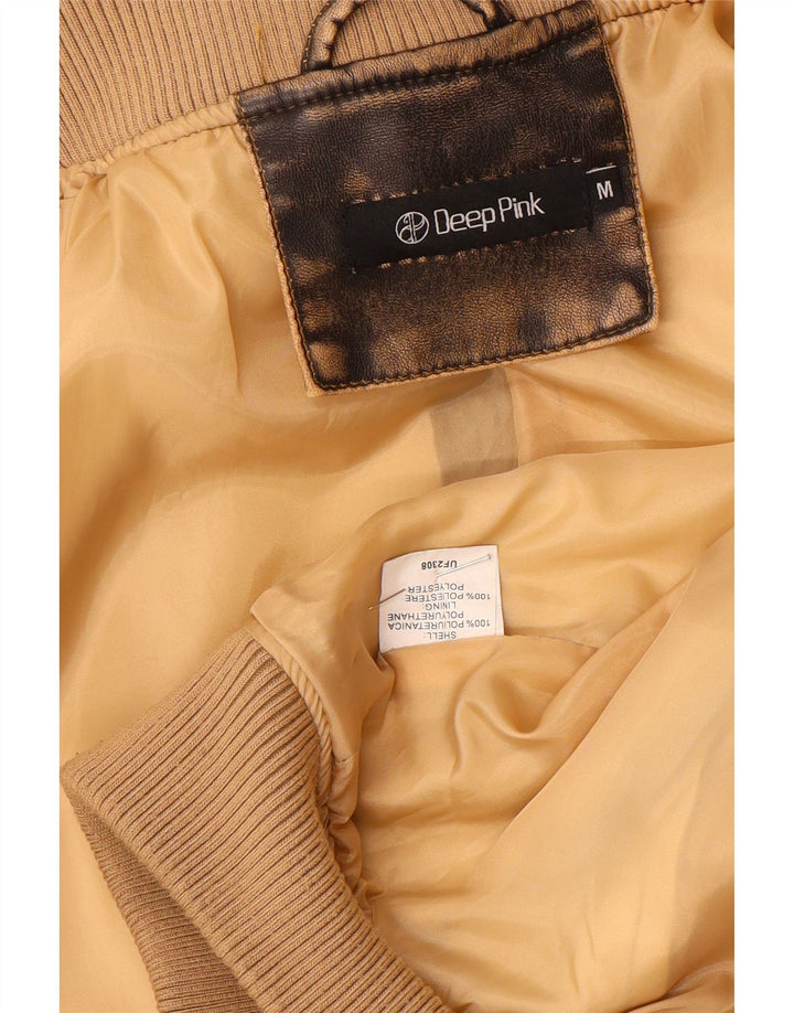 Jachetă bomber din piele artificială, vintage, pentru femei, UK 14, maro mediu