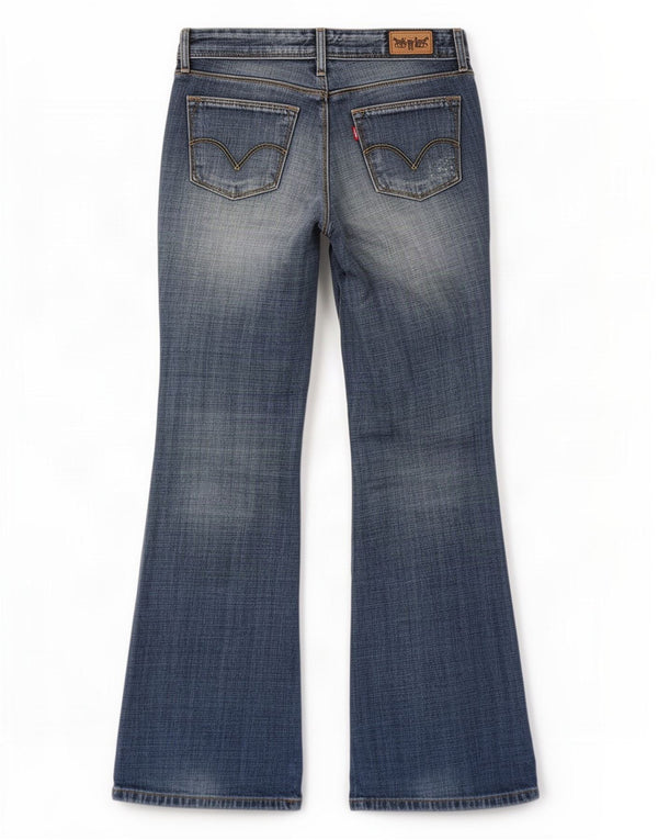 Jeans Levi's 572, cu talie joasă, învechiți, pentru femei, W28 L30, bumbac albastru
