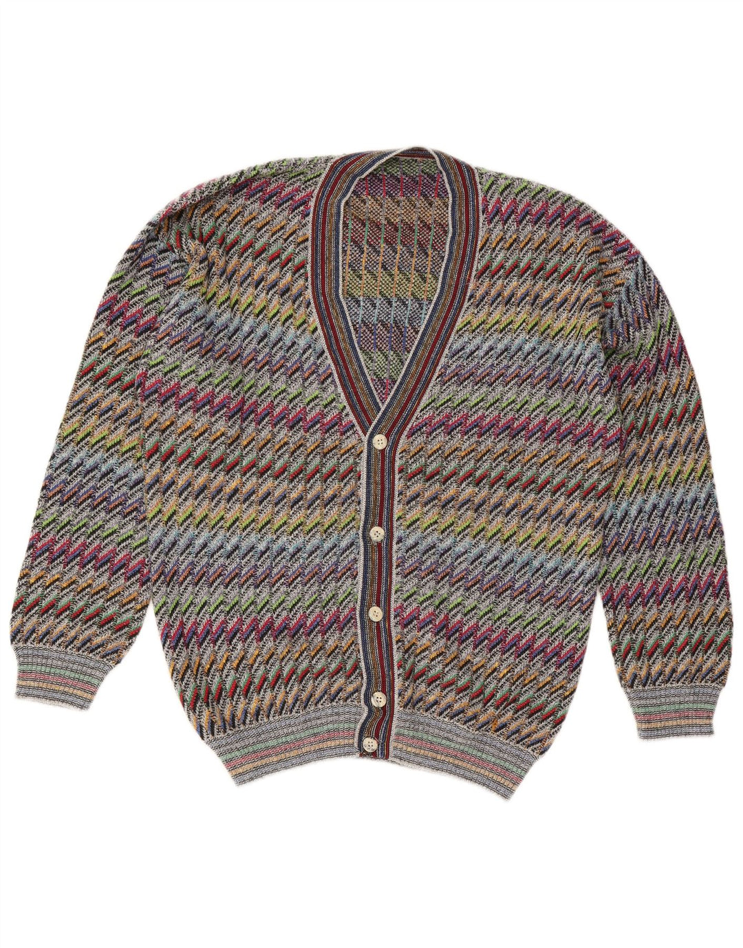 Pulover Cardigan Vintage pentru Barbati IT 50 Mediu Multicolor Bumbac Chevron