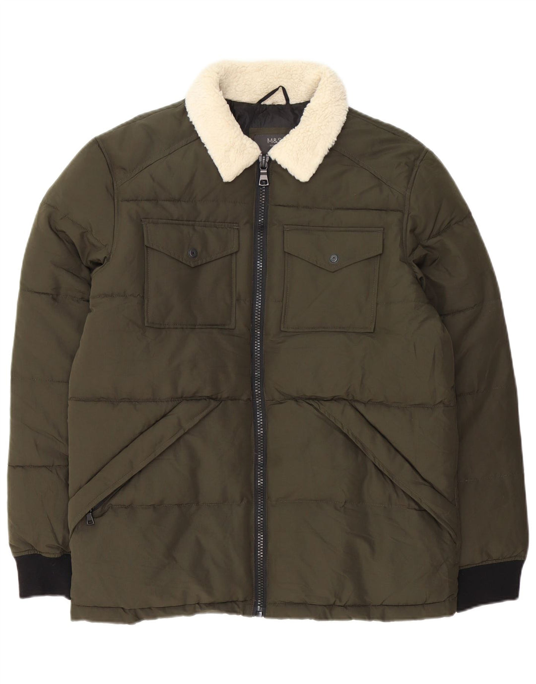 Jachetă căptușită pentru bărbați Marks & Spencer UK 38 Medium Kaki Poliester color bloc