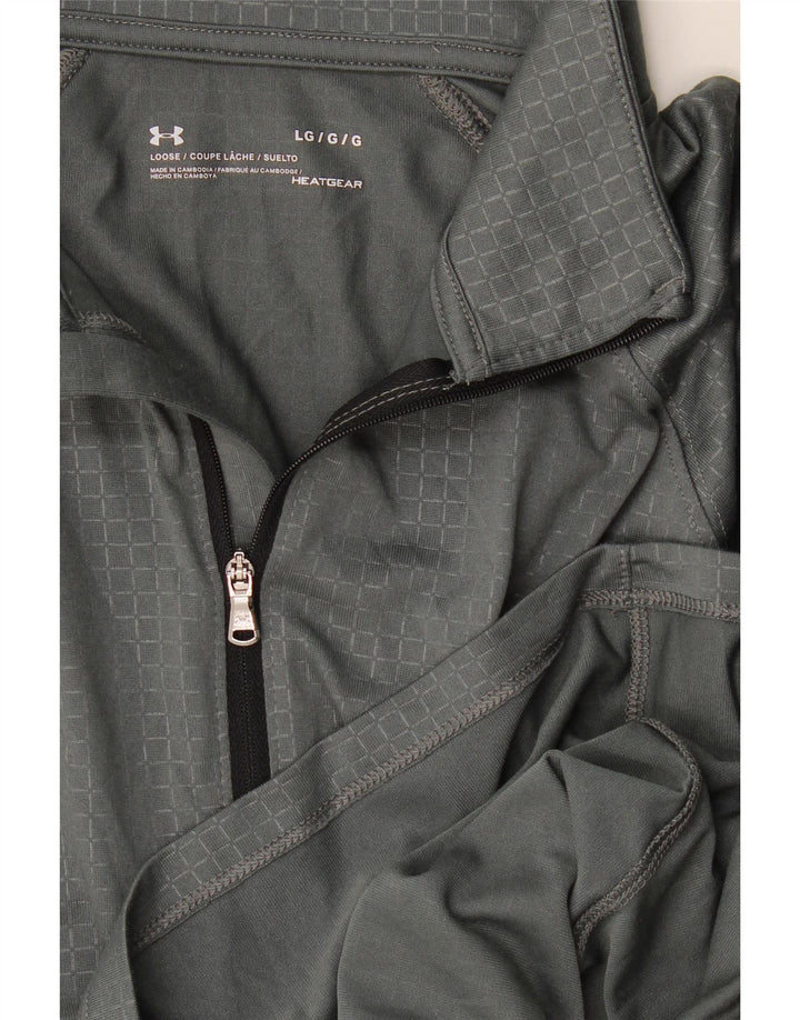 Top de trening Under Armour pentru bărbați Heat Gear Pullover, mare, gri Gingham