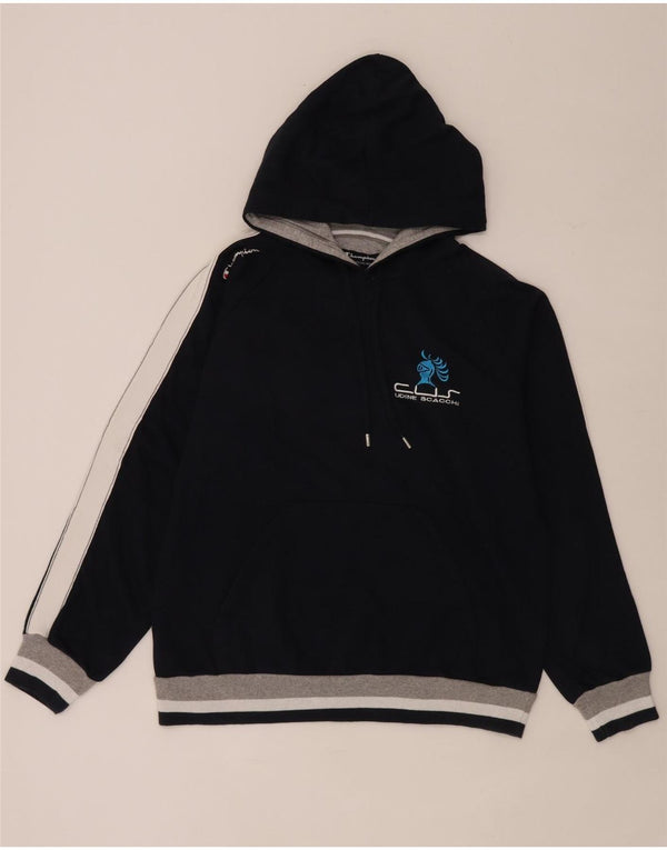 Pulover pentru bărbați Champion Udine Scacochi cu glugă, mare, bleumarin, color block